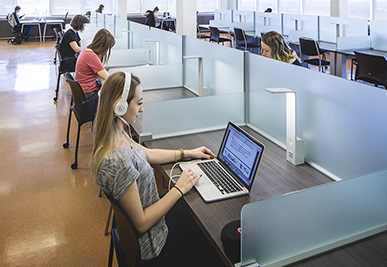 Étudiants et étudiantes à l'ordinateur